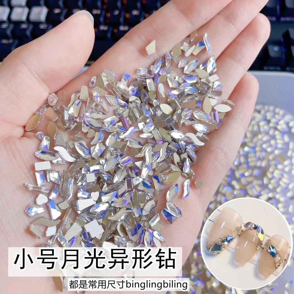 100 stks 3-5mm Gemengde Kleurrijke Onregelmatige Kristallen Nagelsteentjes Luxe Platte Achterkant Nail Art Charm Sieraden manicure DIY Accessoires