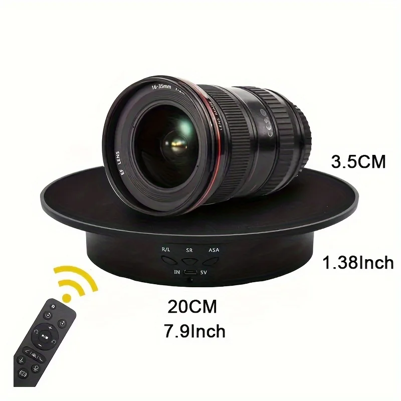 3 Speeds Electric Rotating Display Stand Mirror 360 Degree Turntable Jewelry Holder Battery/USB Power for Photography Shooting