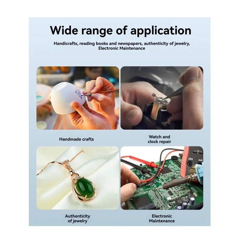 

AED6-Magnifying Glasses Acrylic Lenses Led Large Field Of View Head Mount Magnifying Glass For Electronics Watch Repair