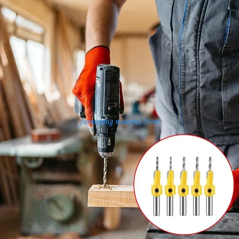 

Y5GD 5/7Pcs 8mm Woodworking Countersink Drill Perforator Head Hole Drill Screw
