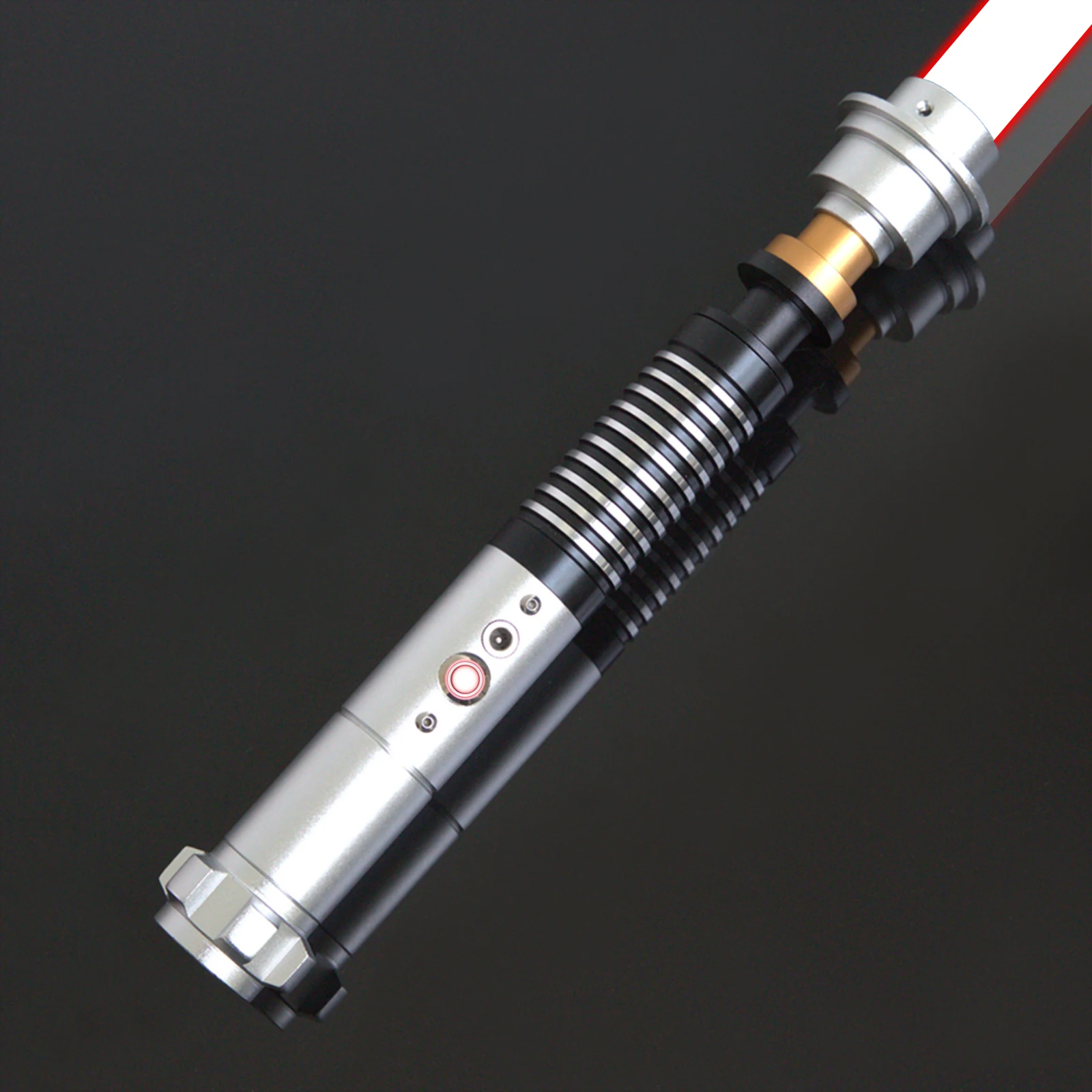 Metal Hilt Light Sword Replica 16 RGB Color Changeable Heavy Dueling Light Saber with Smooth Swing Sound Effect Aluminum Handle PC Blade Support Real Clash Effect Cosplay Prop for Display Party Holiday Gift Adult Collection Home Decoration