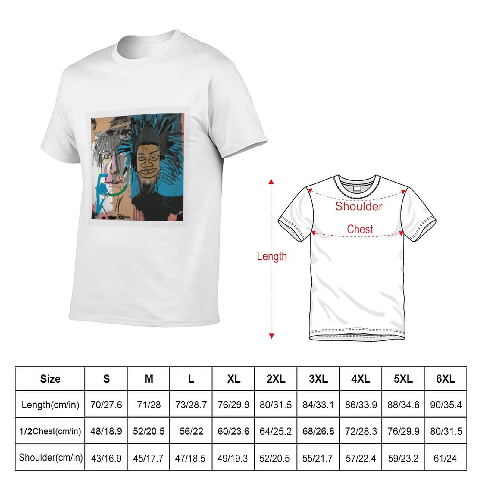 Collaboration jean-michel and warhol - painting illustration T-Shirt customizeds for a boy mens graphic t-shirts anime