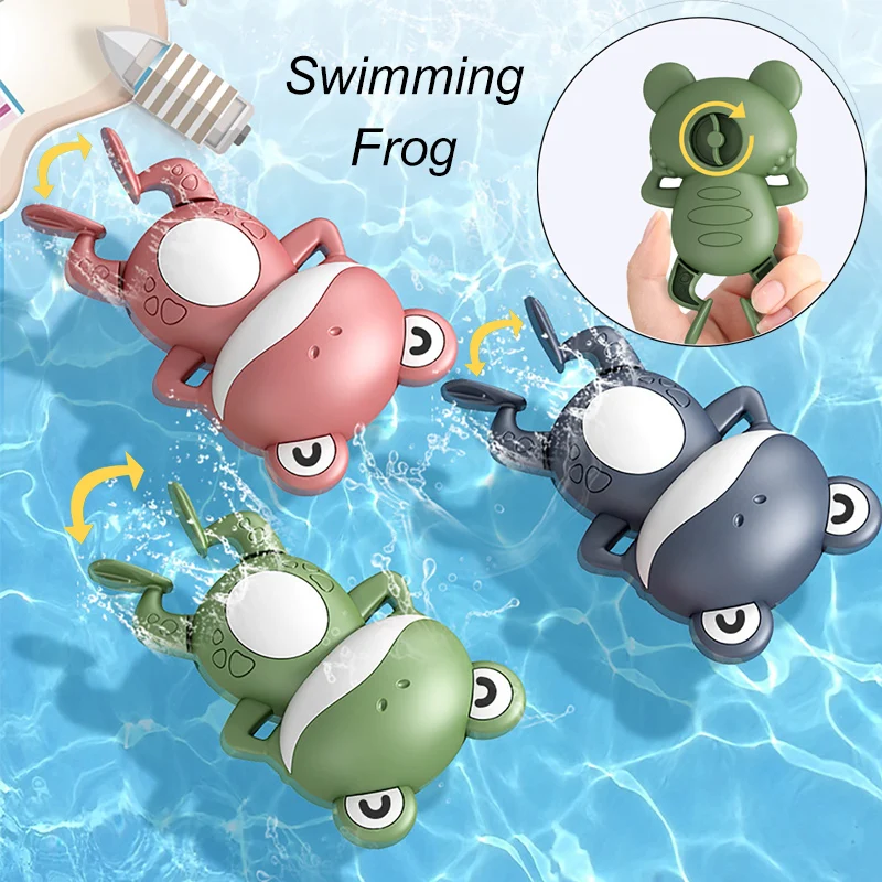 

1PCS New Cute Baby Bath Toys For Children New Baby Bath Swimming Bath Toy Cute Frogs Clockwork Bath Toy infantil