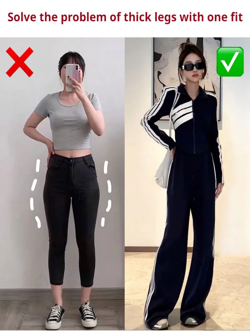 Ladies temperament thin sports suit Spring standing collar fashion suit women wide leg pants suit