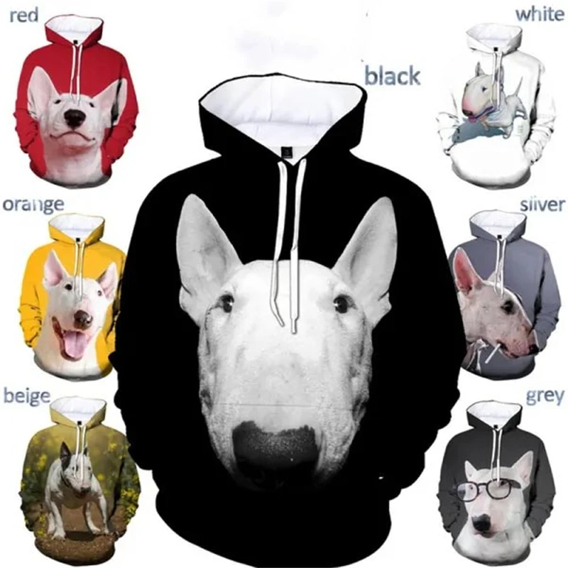 The Latest Bull Terrier 3D Graphic Hoodie Animal Dog Long-sleeved Sweatshirt Fall New Top Hooded Oversized High Quality Hoody