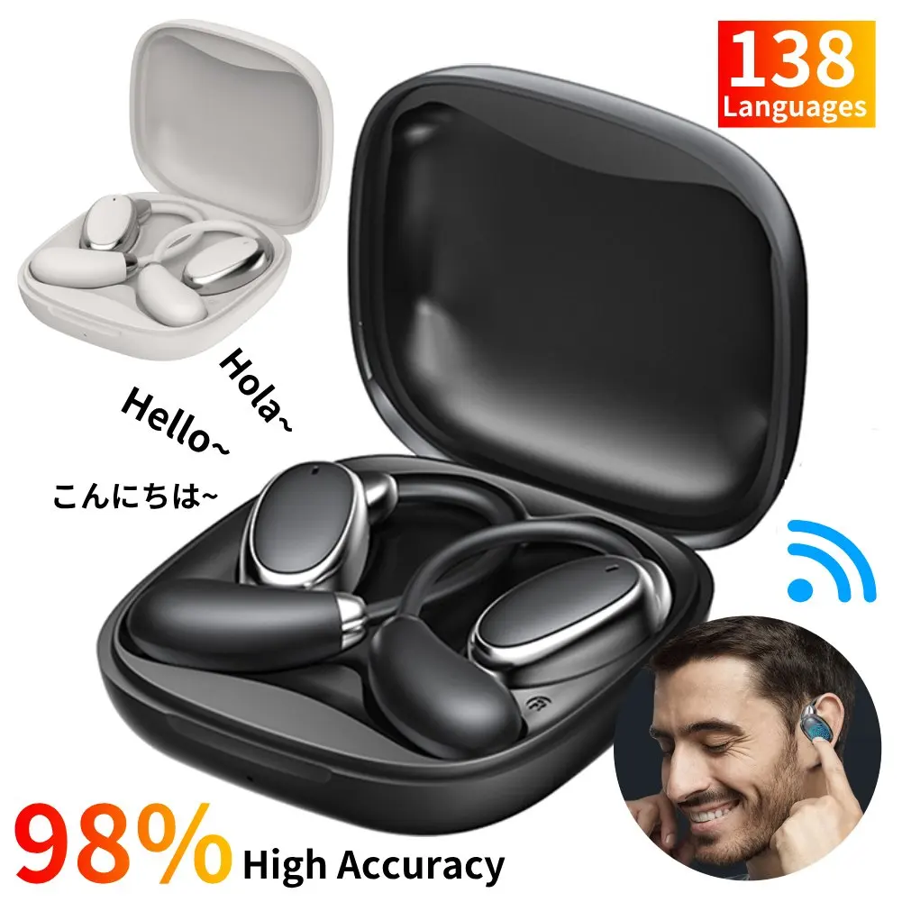 AI Translation Earphones 98% High Accuracy Simultaneous Interpretation Bluetooth Translation Headphones for International Travel