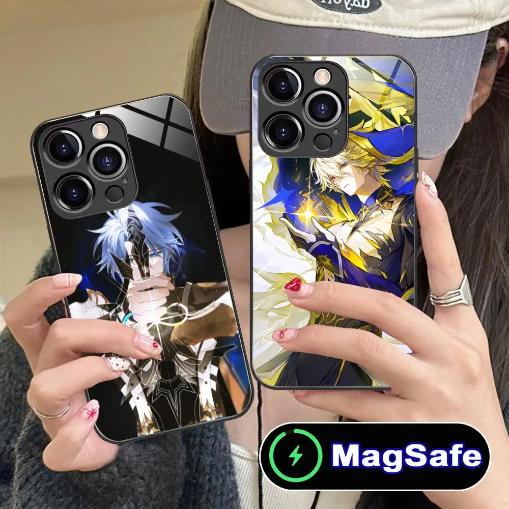 

Honkai Impact Phainon Phone Case for iPhone 16 15 14 13 12 11 Pro Max Plus Mini MagSafe Glass Colour Protective Cover Cellphones