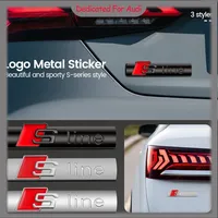 3D Metal Chrome Black Sline Logo S Line Emblem Car Fender Badge For Audi A3 A4 A5 A6 A7 Q2 Q5 Q7 Q3 TT S Line Sticker Accrssorie
