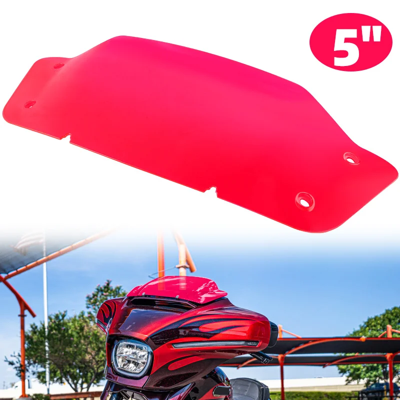 

Red Motorcycle 5" Wave Windshield Windscreen Wind Splitter Deflectors For Harley Touring CVO Street Glide FLHX FLHXSE 2023-2024