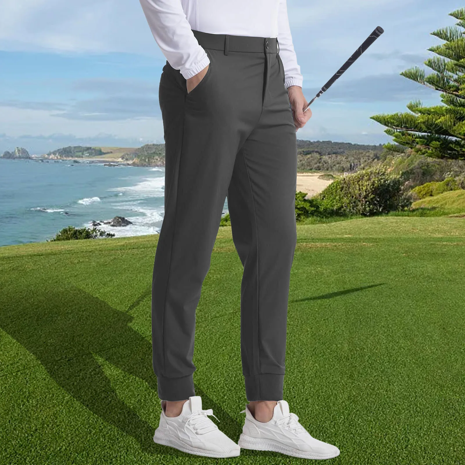 Men's Elastic Golf Jogging Pants Slim Fit Look Thin Leisure Temperament Casual Trouser High End Small Feet Trouser