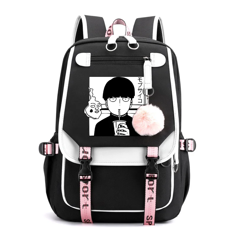 

New Anime Mob Psycho 100 Pattern Backpack Teen Casual Street Cool Backpack Anime USB Backpack High Quality Zipper Backpacks