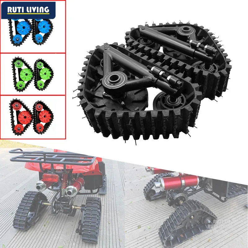 1 Pair ATV Rubber Track Rear Wheels Kit Snow Track Go Kart UTV Buggy Quad Sand Snowmobile Tracks Assembly