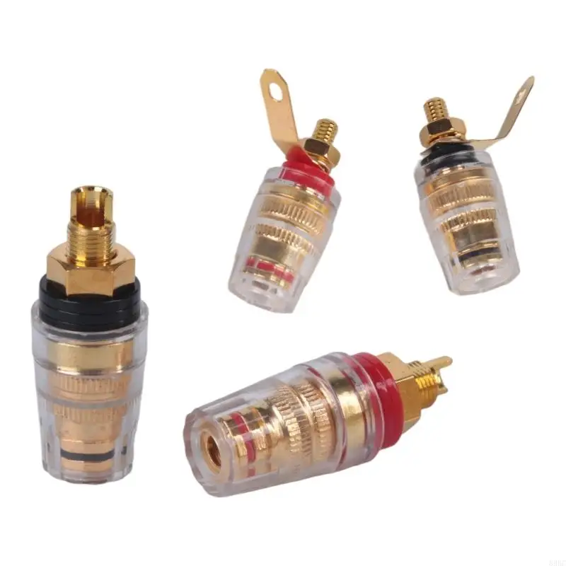Speaker Connection Terminal Speaker Binding Post Set, 2Pair Clear Binding Posts with Metal Cores for Amplifier Terminal 896C