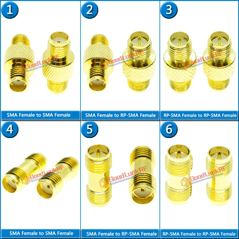 

Dual SMA RP-SMA Female to RP SMA Female plug Extender Disc Gold Plated Straight RF Connectors Adapters