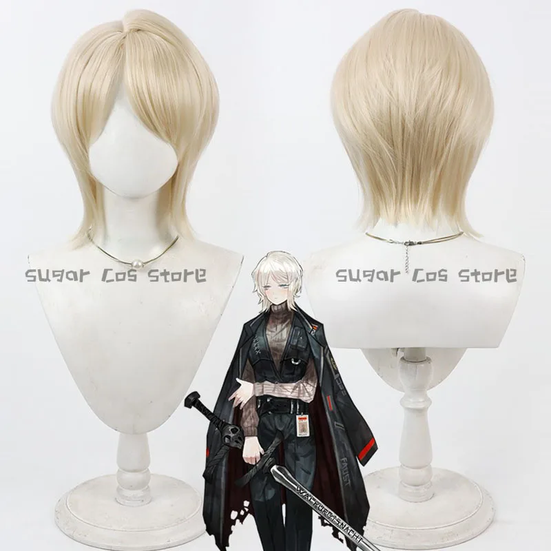 لعبة ليمبوس كومباني فاوست شعر مستعار كوسبلاي قصير أصفر فاتح مقاوم للحرارة شعر صناعي للهالوين كرنفال دعائم حفلات النساء والرجال