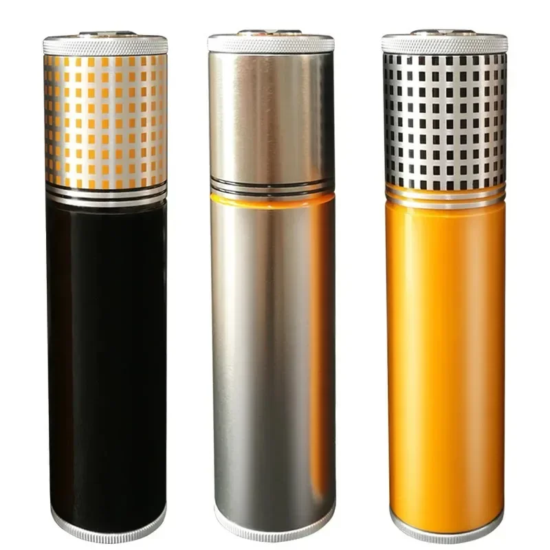 Metal Cigar Tube Jar That Can Hold Up To 5 Cigars, with A Hygrometer and Vertical Design for Smoking Accessories