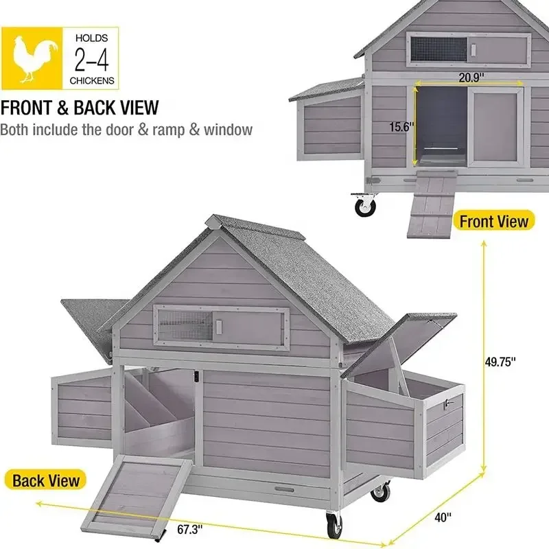 Supplier Chicken Coop Outdoor Chicken Poultry Cage Large Wooden Hen Waterproof House with Large Nesting Box