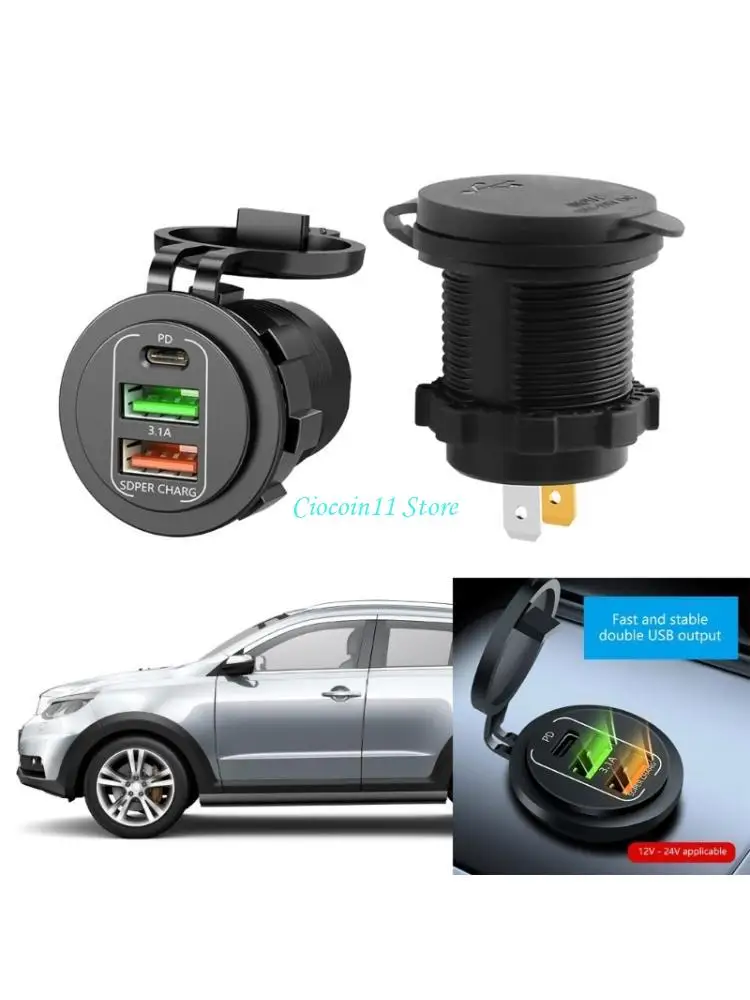 Y1UB 83W High Power Car Boat Chargers with Electric Display 4 USB Ports Universal Fit
