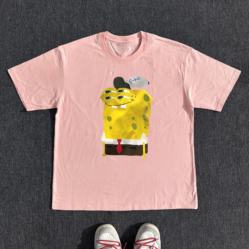BOMBA STUDIO T-shirt a maniche corte di marca alla moda di nicchia di design SpongeBob SquarePants in puro cotone