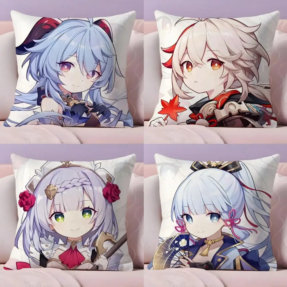 Cartoon Honkai Impact Federa per cuscino carina Tessuto felpato Morbido divano stampato fronte-retro Caldo inverno Regalo per la casa Fodera per cuscino
