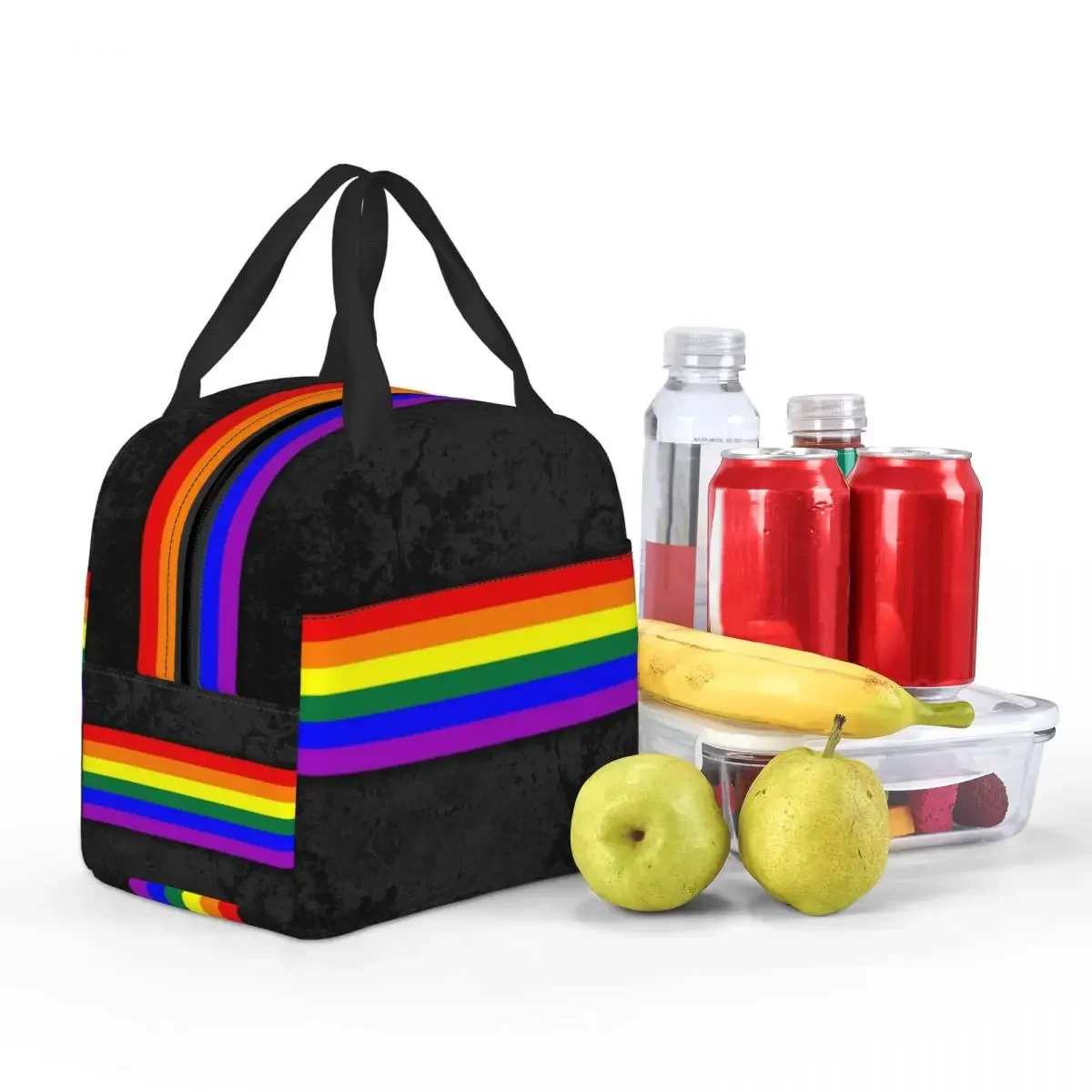 Custom Distressed LGBTQ Pride Flag Stripe Lunch Bag Men Women Cooler Thermal Insulated Lunch Boxes for Student School