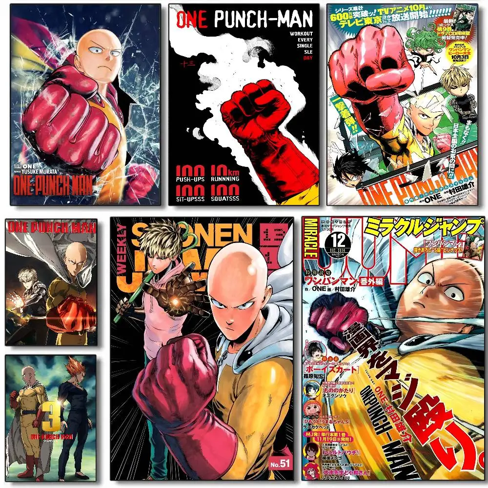 SUPER O-One P-Punch Man Anime poster art HD canvas advanced aesthetic Printing Paper Wall Art for Living Room Home Decor
