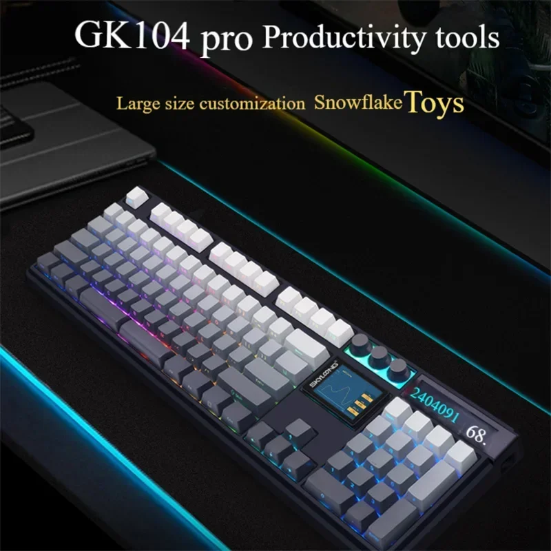 Skyloong GK104Pro Wireless Mechanical Keyboard Buletooth Three Mode Hot Swap Gasket 8K Low Latency Gaming Keyboard PC Gamer Gift