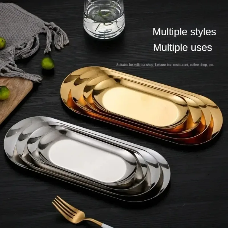 

Nordic Gold Oval Stainless Steel Jewelry Storage Tray High Aesthetic Metal Desktop Cosmetics Plate Fish Shaped Cup Holder