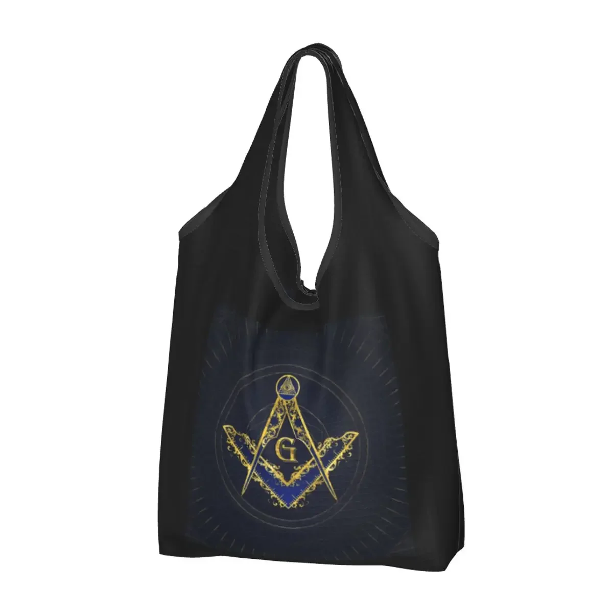 Reusable Freemason Evil Eye Symbol Shopping Bag Women Tote  Portable Masonic Mason Grocery Shopper s