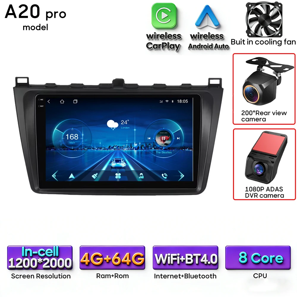Android 16 voor Mazda 6 Rui GH 2008 - 2015 Auto Multimedia Speler Draadloze Carplay Autoradio Stereo Video Wifi Navigatie GPS BT