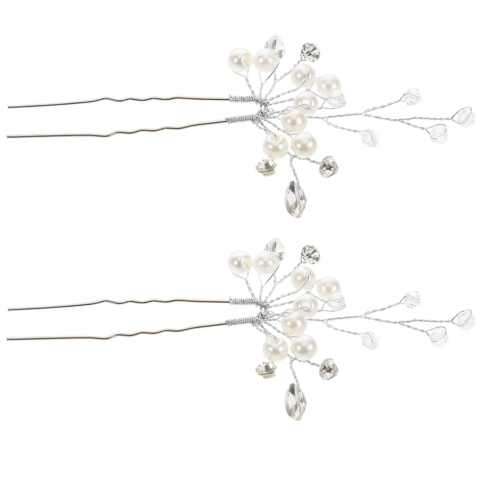 

2pcs Pearl Hairpin Crystal Rhinestone Bridal Hair Clips Elegant Wedding Accessories Bridesmaid Silver Decorative Pins