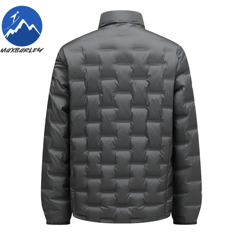 Maxbarley Men Down Jacket Ultra Light Outdoor Work Windproof Warm Puffer Coat Stand Collar Hiking Cold Resistant Winter Coats