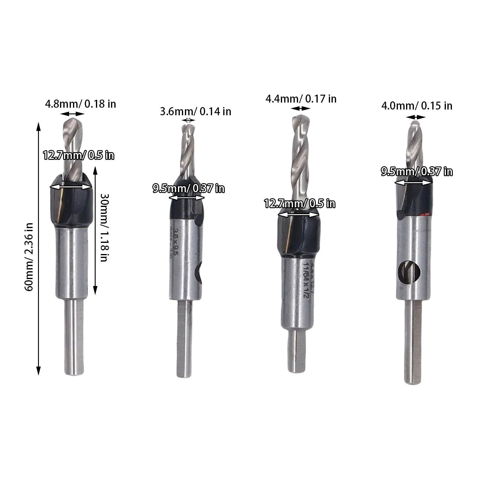 Countersink Drill Bit Set with Adjustable Depth Stop Tool Steel Counter Sink Drill Bits Tool Kit for Woodworking