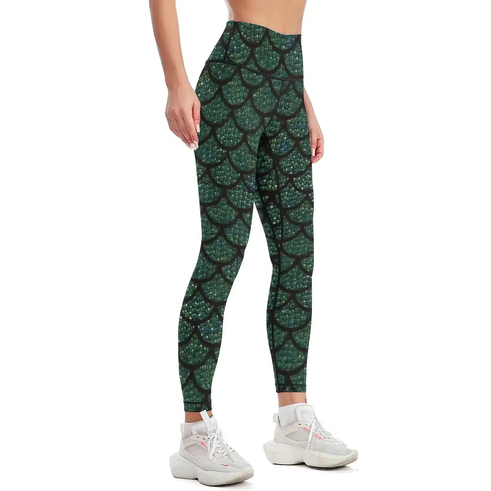 green sequin print mermaid merman Leggings Women's push up Women sportwear sports for gym workout shorts Womens Leggings