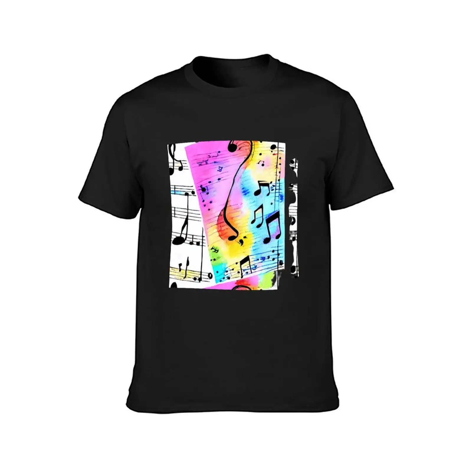 Sheet Music With Watercolor Page T-shirt plus size tops sublime vintage clothes tees Short sleeve tee men