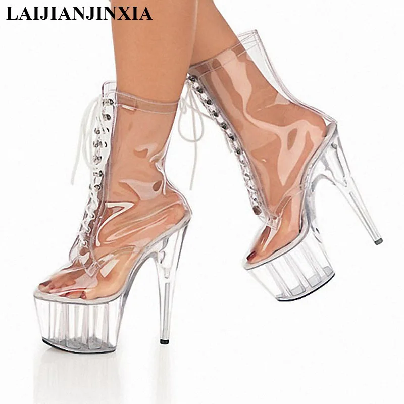 

New Fashion Women 15CM/6inches PU Upper Women Platform Sexy Modern Ankle Boots High Heels Pole Dance Shoes C-033