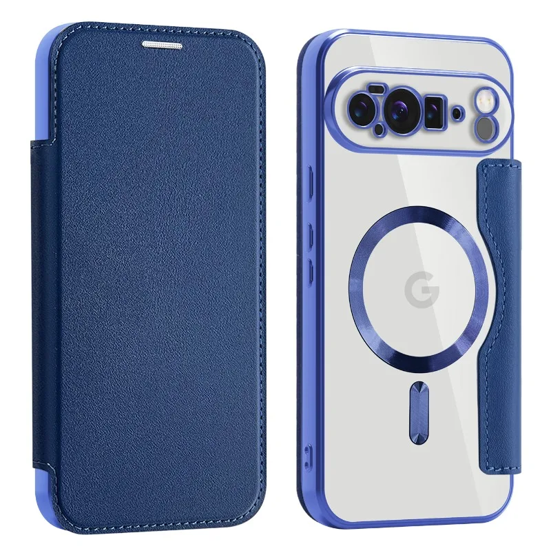 Роскошный кожаный чехол-книжка из ТПУ для Google Pixel 10 Pro 9 XL 8A 7A MagSafe с магнитной беспроводной