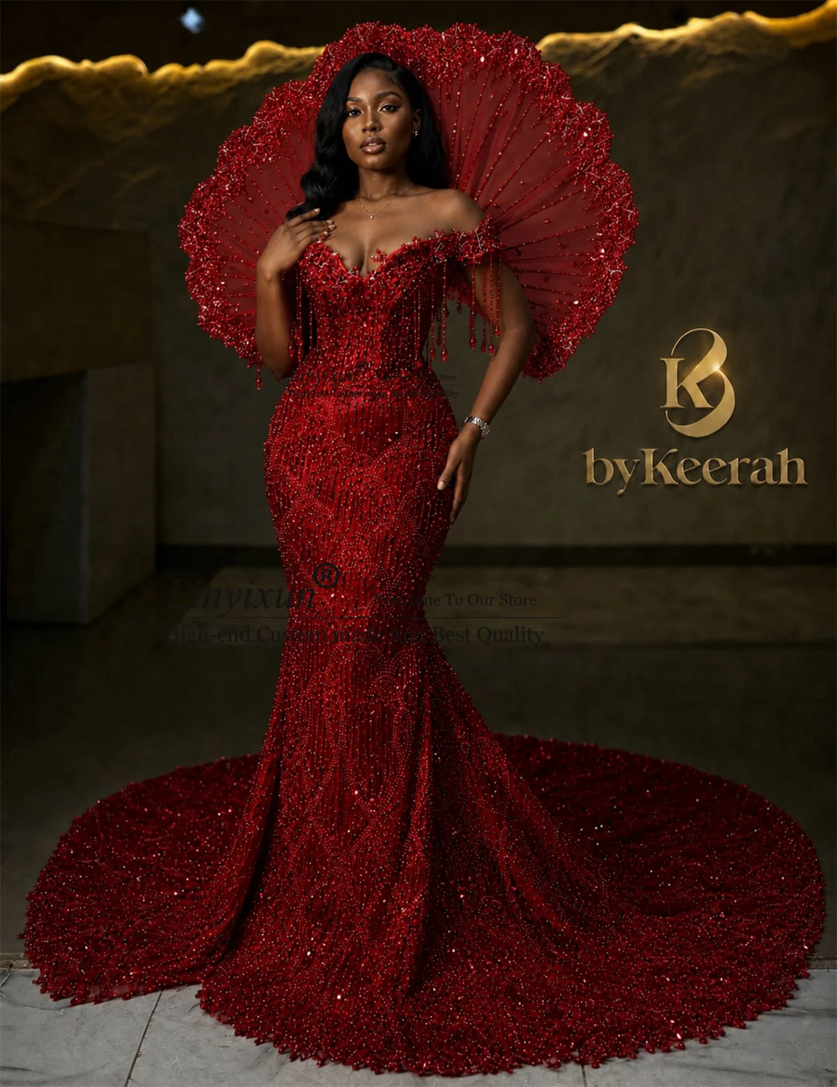 Sparkly Diamond Crystals Mermaid Prom Dress Black Girls Sequins Evening Party Gowns Customized Off Shoulder Dubai Robe De Soiree