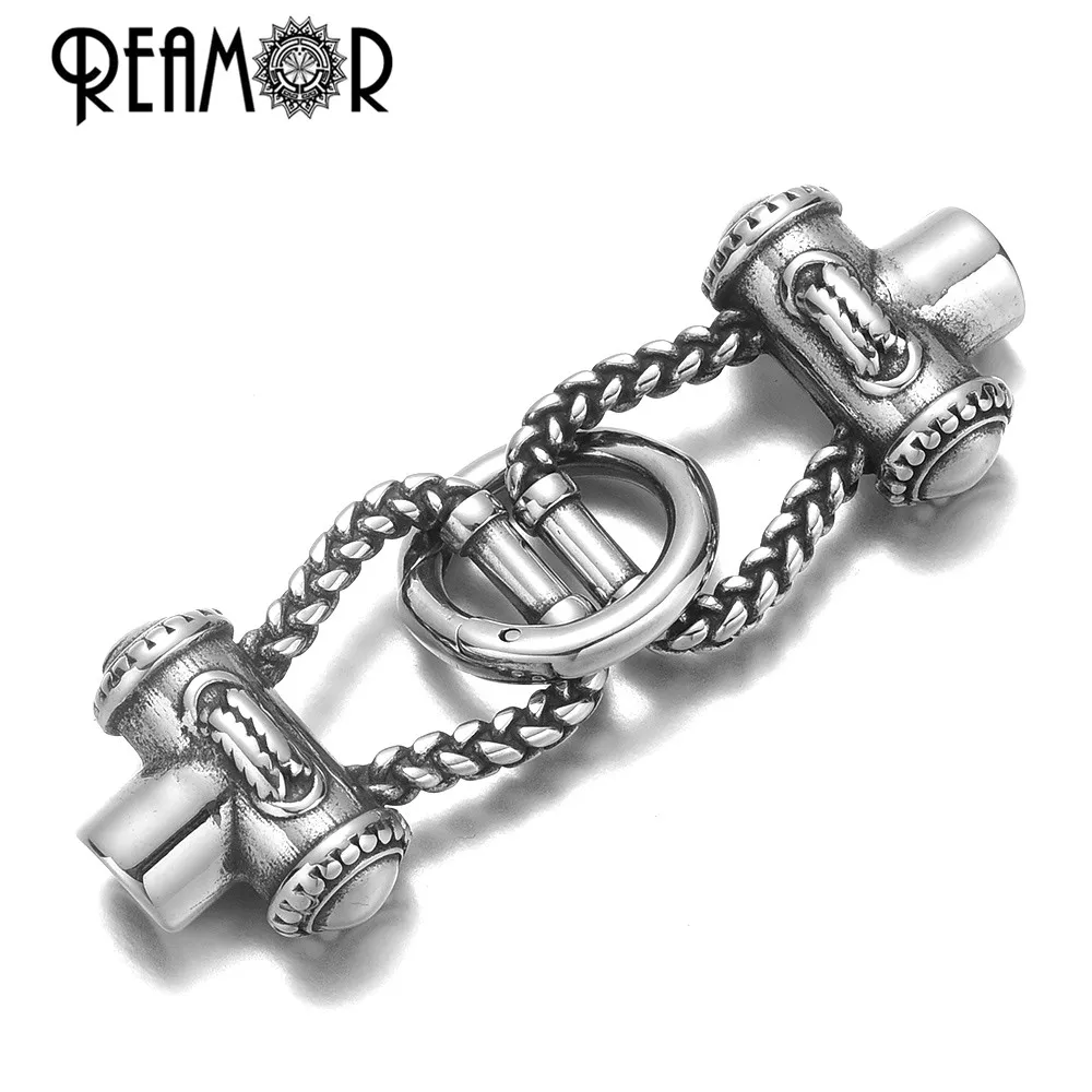 REAMOR 7/8mm Stainless Steel Eagle Skull Wolf Head Connectors For Round Leather Bracelet Jewelry Making DIY Bangle Metal Clasps