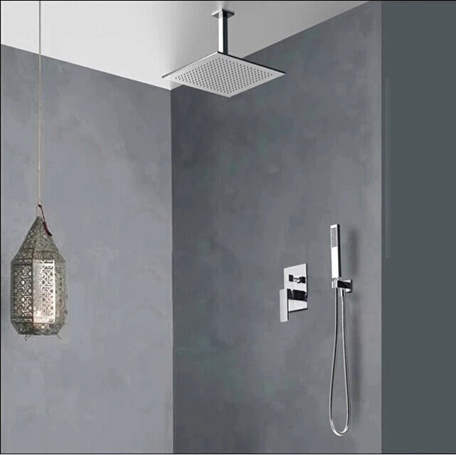 

BECOLA Wall Chrome Shower Set. Concealed Shower Faucets. 10 inch rainfall square shower head,Bath tap mixer