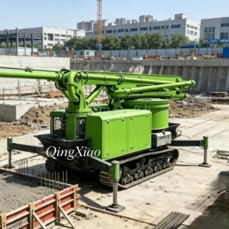 FOB Price Hydraulic Track Mounted Concrete Mixer With Stretchable Boom Pump Uniform Mixing And Long Distance Conveying Capacity