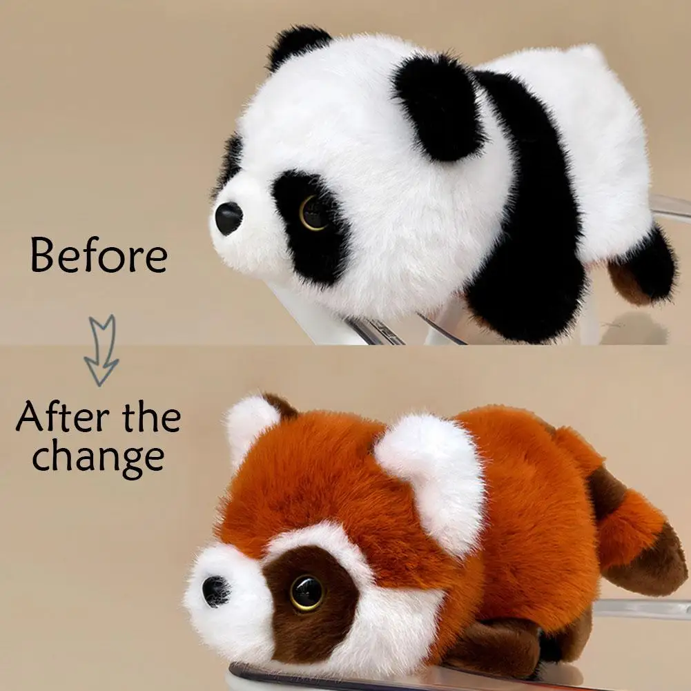 2 In 1 Cute Panda Turned Little Raccoon Plush Toys Lying Fluffy Lifelike Animals Gifts Soft Doll Kids Stuffed Pillow Animal B7X6