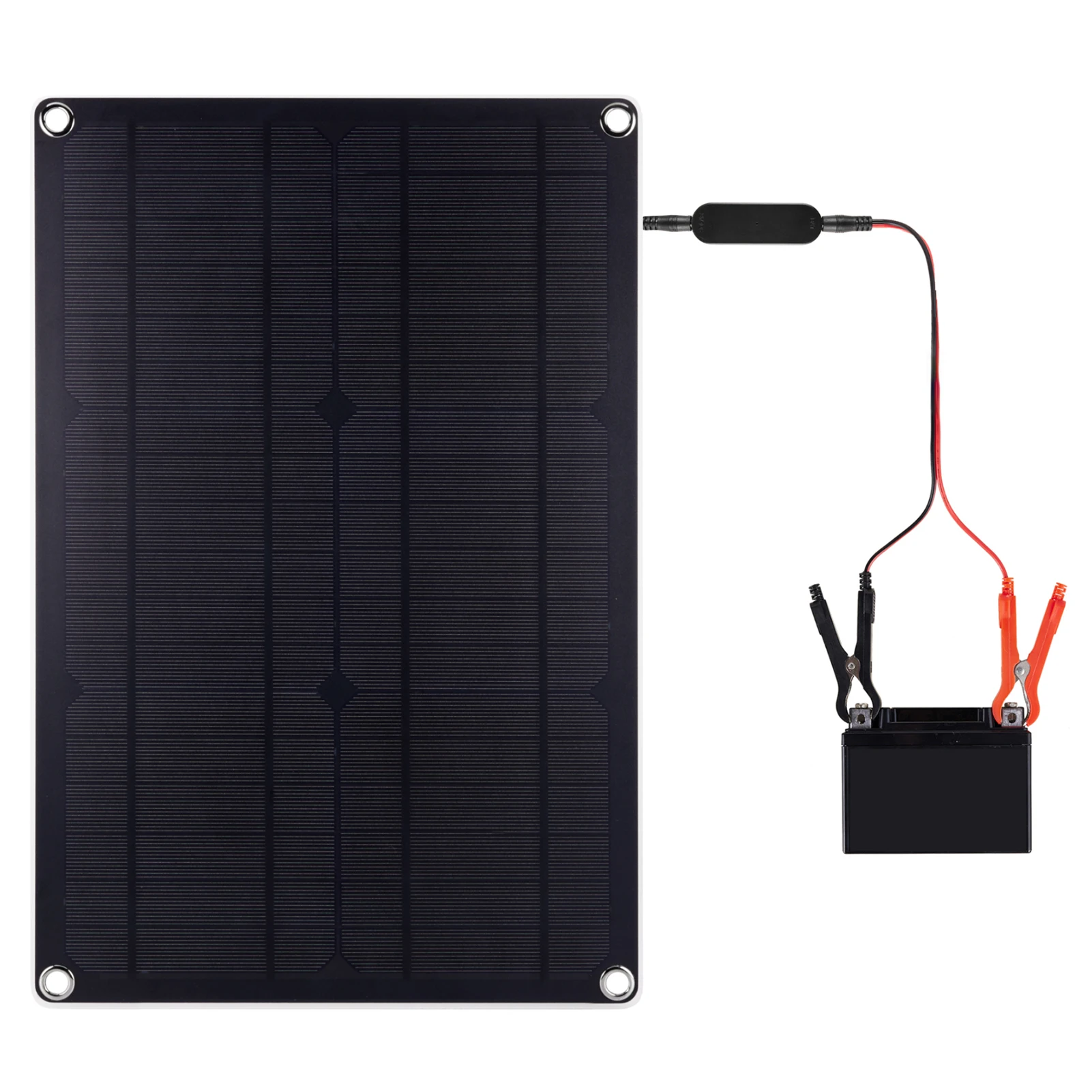 Car Solar Battery Charger Maintainer, 20W 12V Portable Solar Panel Trickle Charging Kit Intelligent Voltage Adjustment