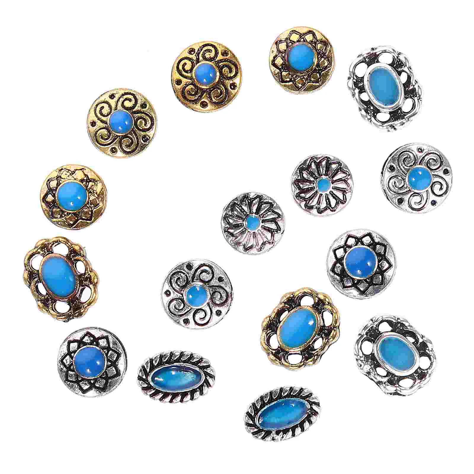 2 Sets Turquoise Nail Jewelry Decor Charms Bulk Womens Jewels and Metal Nails Decoration for Supplies Miss