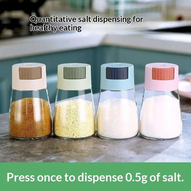 0.5g Quantitative Seasoning Container Dustproof Press Type Seasoning Jar Seasoner Storage Salt Dispenser For Home Kitchen