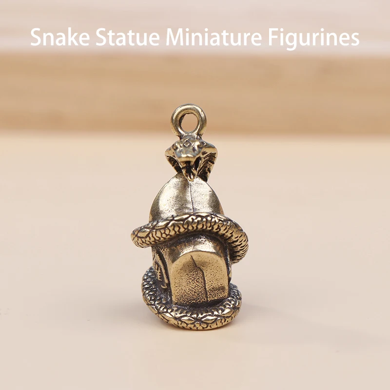 Antique Bronze Cobra Boa Snake Statue Miniature Figurines Copper Zodiac Animal Desk Decorations Ornaments Crafts Pendant