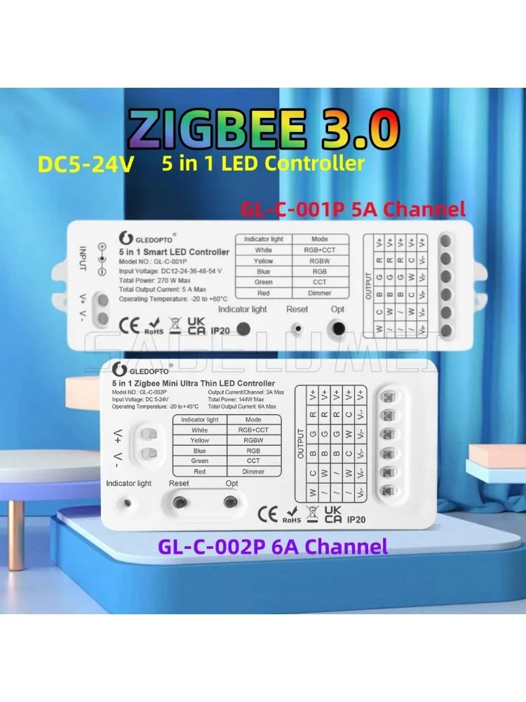 GLEDOPTO GL-C-001P/002P DC5-24V Zigbee3.0 Smart 5 in1 LED Strip Controller Werkt met verschillende gateways zoals SmartThings Tuya - afbeelding 2