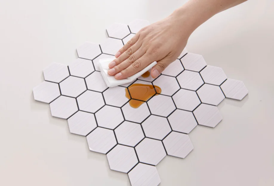 Hexagonal Brushed Seamed Mosaic Wall Stickers Self-Adhesive 3D Wall Panels Minimalist for Living Room TV Background Wall Decor