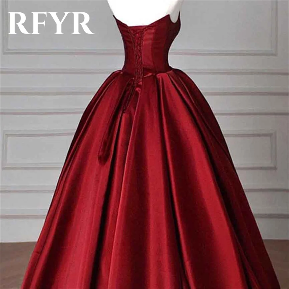 RFYR Simple Burgundy Mermaid Formal Dress Stain Pleat Party Dresses A-Line V-Neck Sleeveless Special Occasion Dress robe soirée