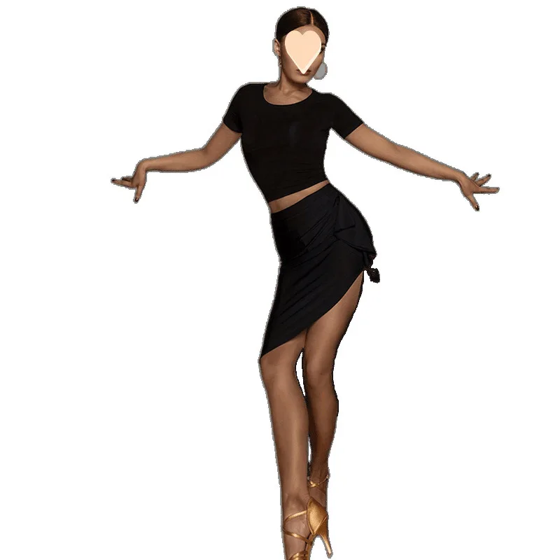 الرقص اللاتينية نصف تنورة الإناث الكبار نمط جديد تكدرت تنورة قصيرة ممارسة الزي الرقص الزي تنورة أسفل